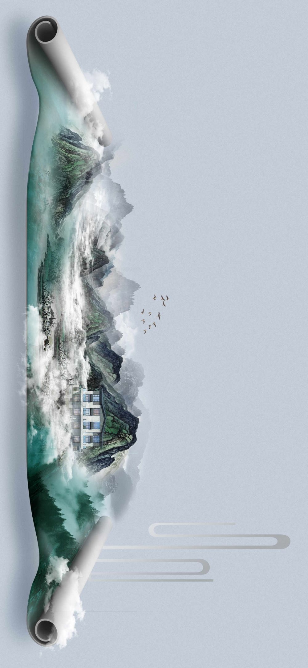 房地产围挡广告宣传主视觉KV卷轴海报背景展板模板  (42)