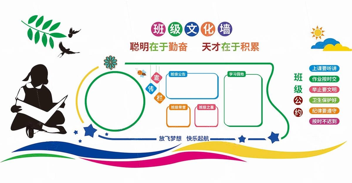 学校校园班级学习园地文化墙 (13)