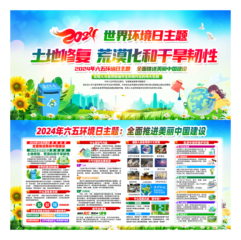 2024年世界环境日展板海报宣传栏六五环境日图片素材11