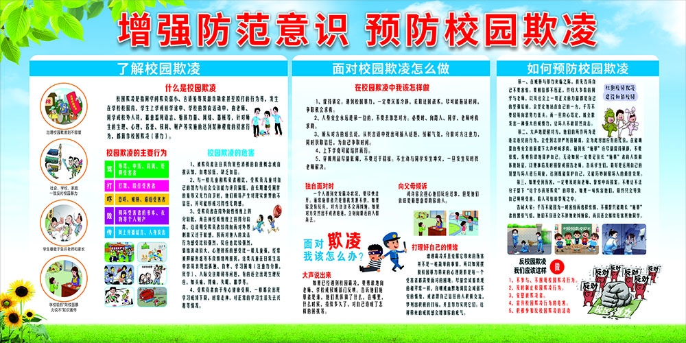 预防反对校园欺凌暴力展板宣传栏CDR (4)