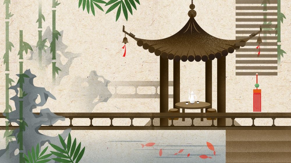 古建筑中国风国潮城市海报插画扁平印象地标 (45)