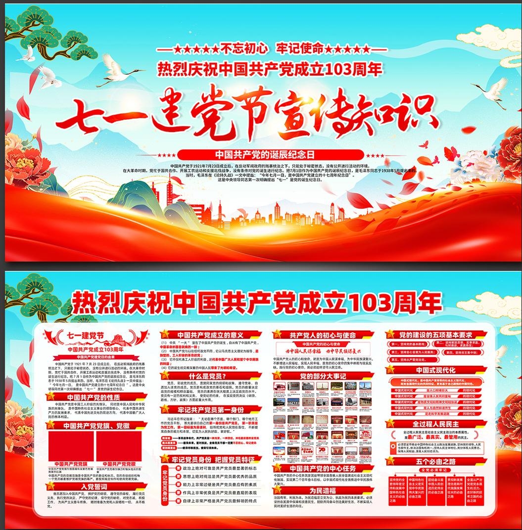 2024七一建党节建党103周年展板 (2)