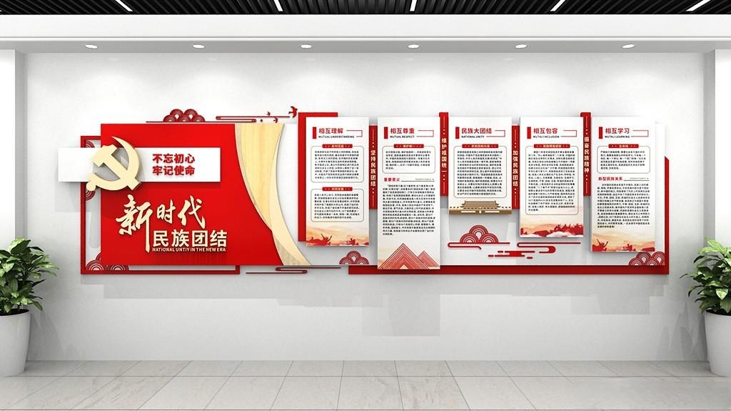 新时代民族团结党建红色文化墙
