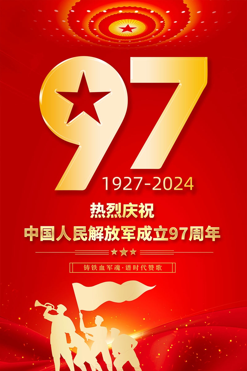 2024年八一建军节97周年宣传海报 (3)
