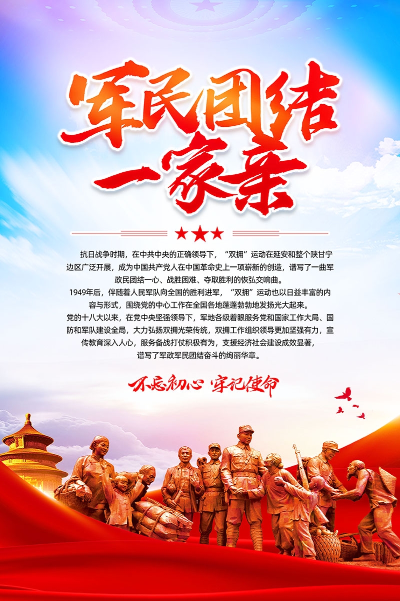 竖版双拥拥军优属拥政爱民宣传海报 (7)