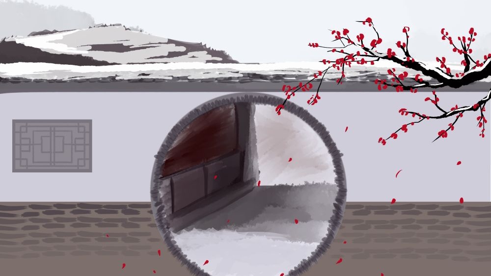 古建筑中国风国潮城市海报插画扁平印象地标 (73)