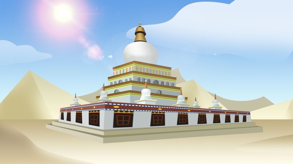 古建筑中国风国潮城市海报插画扁平印象地标 (75)