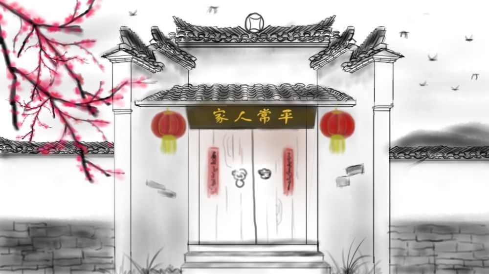 古建筑中国风国潮城市海报插画扁平印象地标 (72)