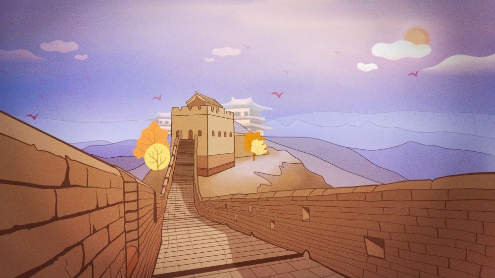 古建筑中国风国潮城市海报插画扁平印象地标 (66)
