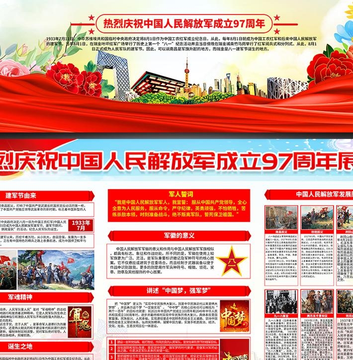 2024年八一建军节97周年展板宣传栏 (5)
