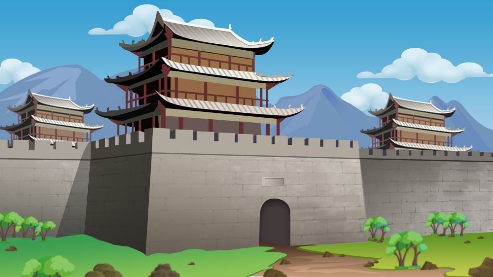 古建筑中国风国潮城市海报插画扁平印象地标 (36)