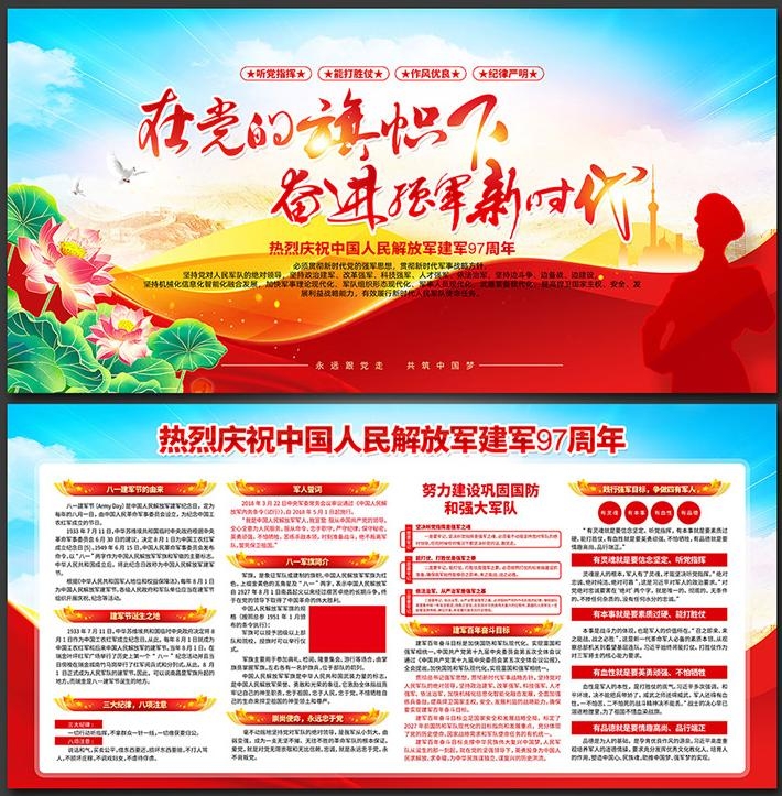 2024年八一建军节97周年展板宣传栏 (2)