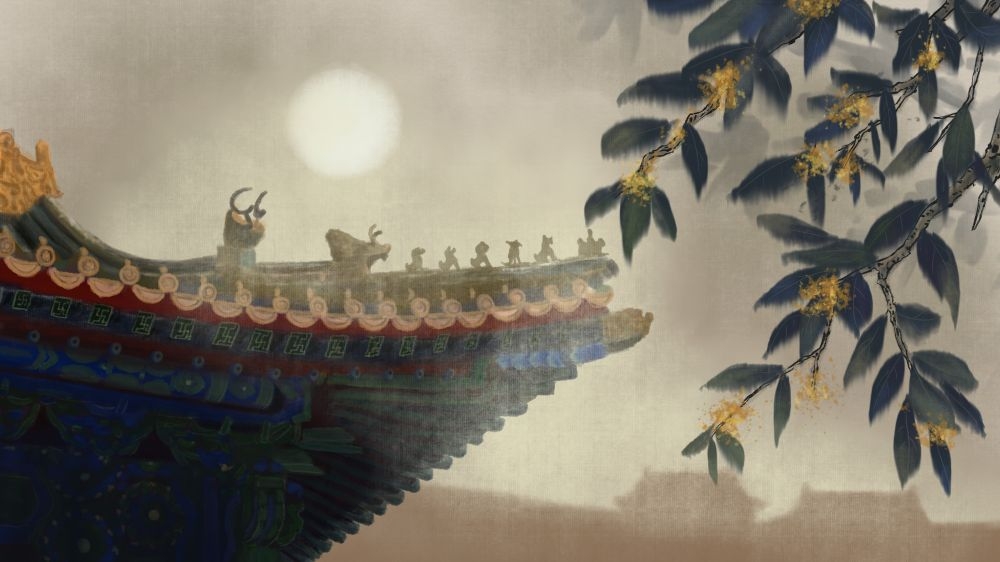 古建筑中国风国潮城市海报插画扁平印象地标 (32)