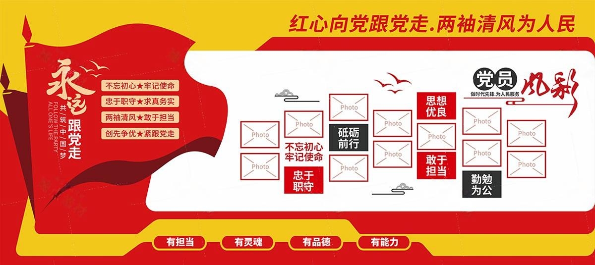 党员活动室党员风采照片文化墙 (36)