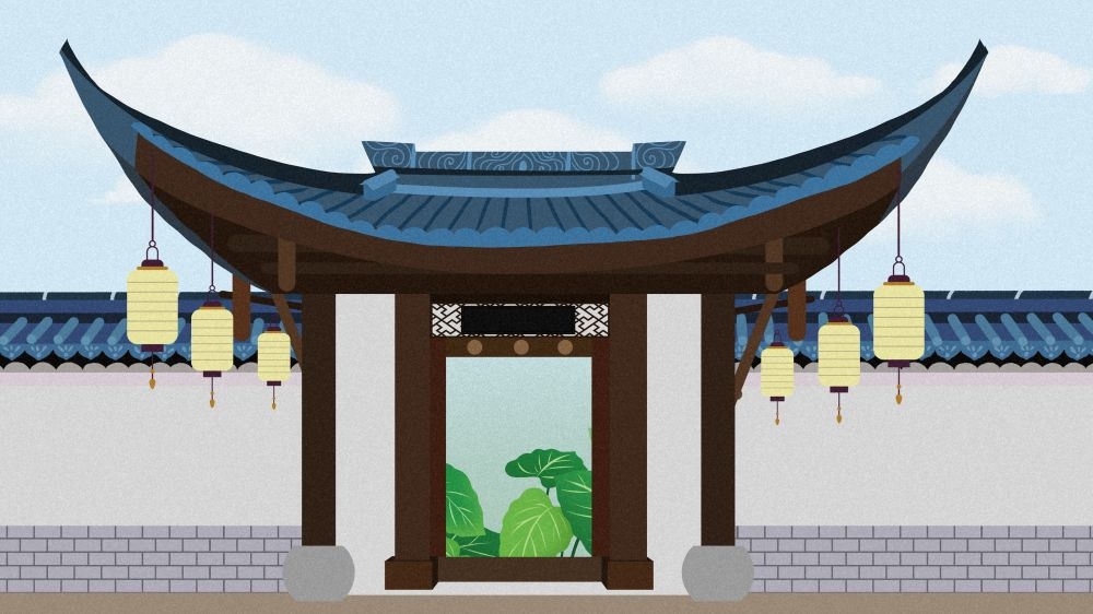 古建筑中国风国潮城市海报插画扁平印象地标 (42)