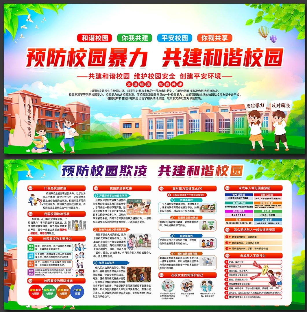 预防反对校园欺凌暴力展板宣传栏 (8)