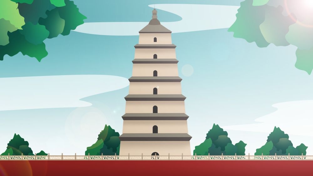 古建筑中国风国潮城市海报插画扁平印象地标 (25)
