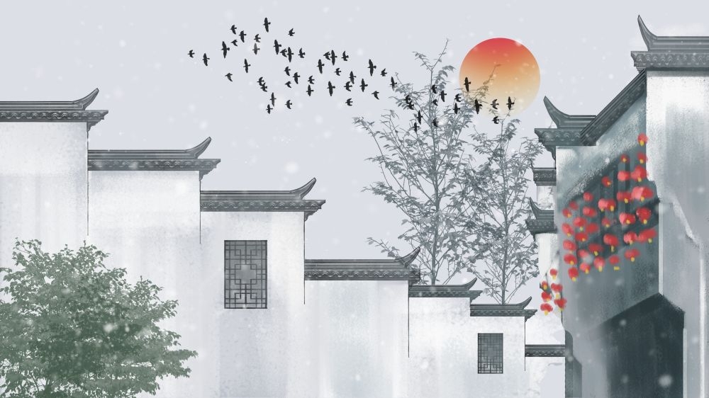 古建筑中国风国潮城市海报插画扁平印象地标 (3)