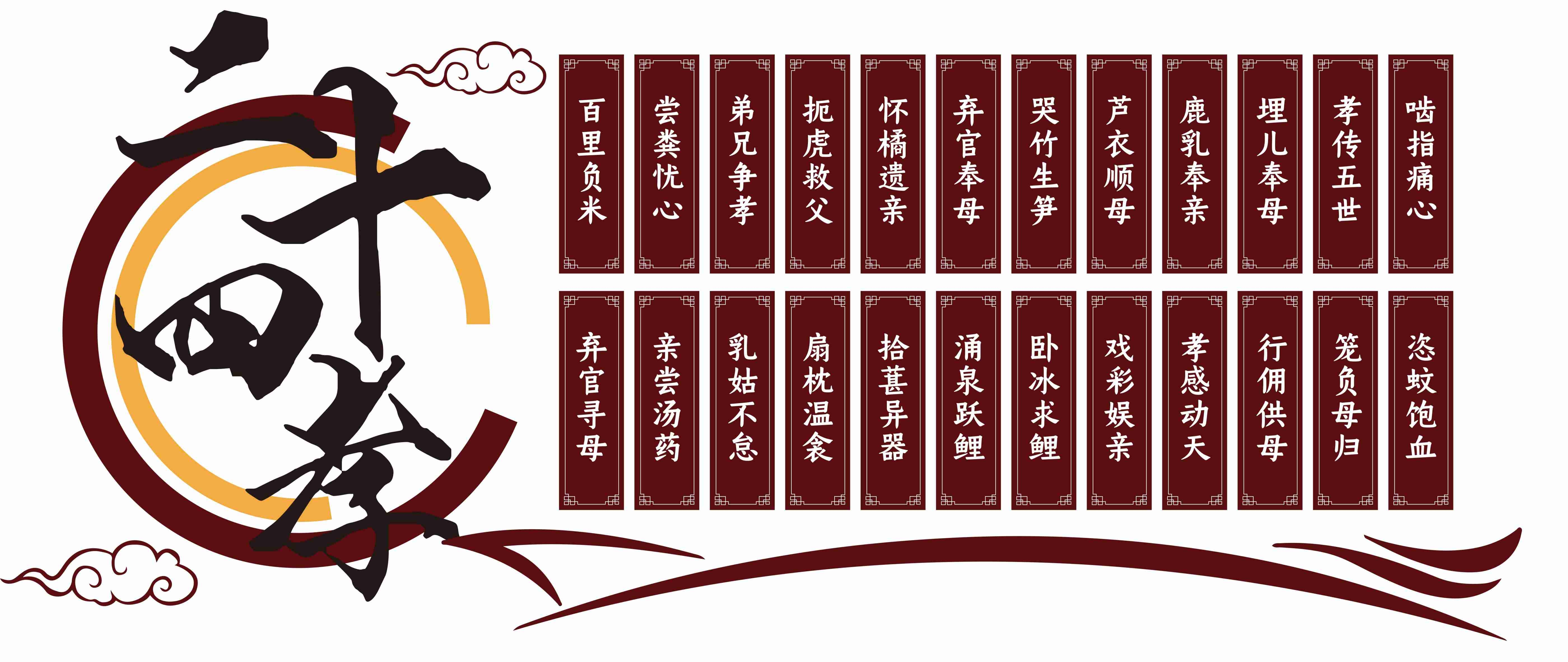 大气微粒体中华传统美德校风校训图书馆校园文化墙PSD素材12