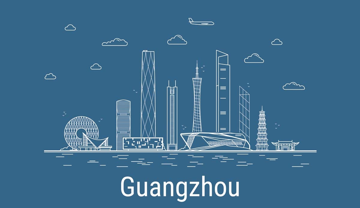 广州城市建筑剪影插画线稿平面海报素材 (7)