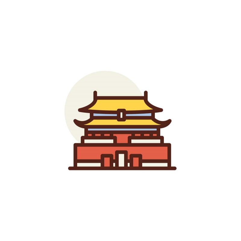 北京城市建筑剪影插画线稿平面海报素材 (87)