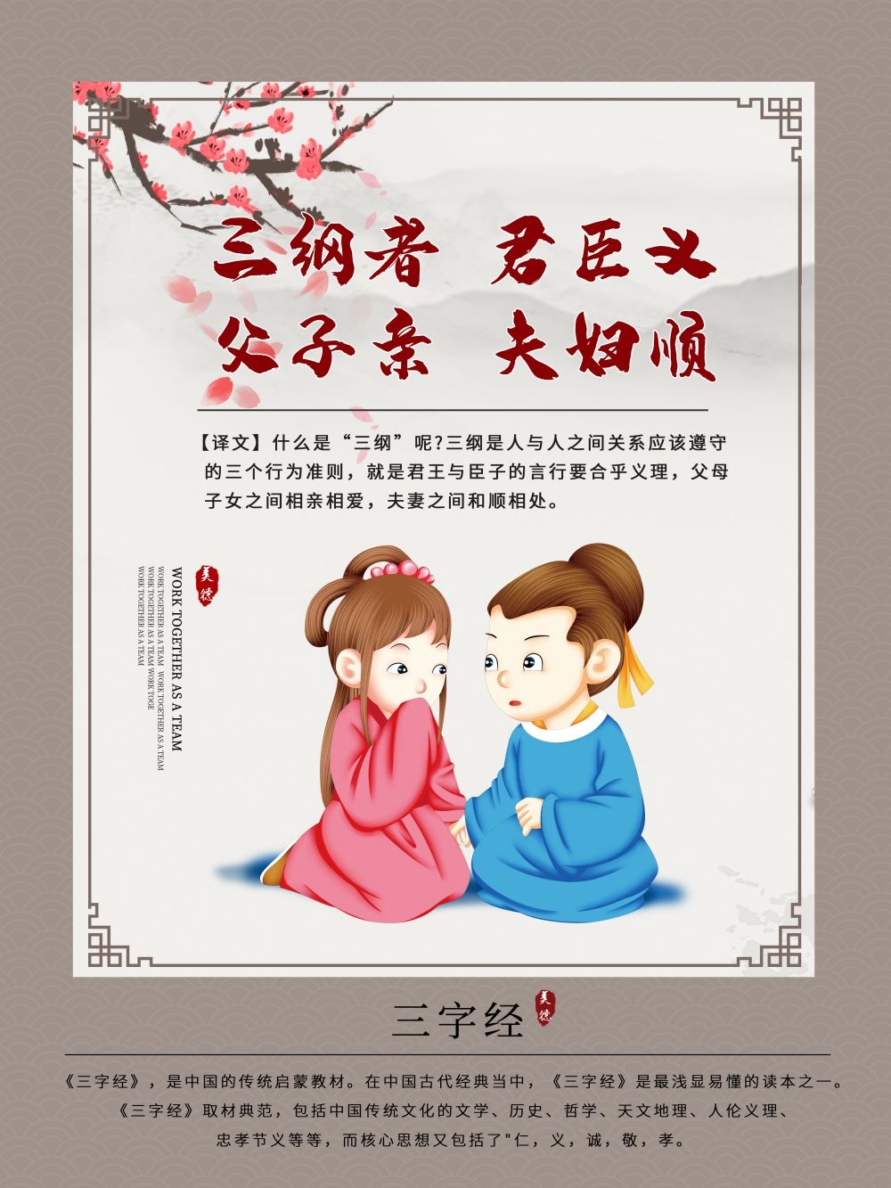 中国风古典传统美德中华文化三字经海报学校宣传展板素材 (14)