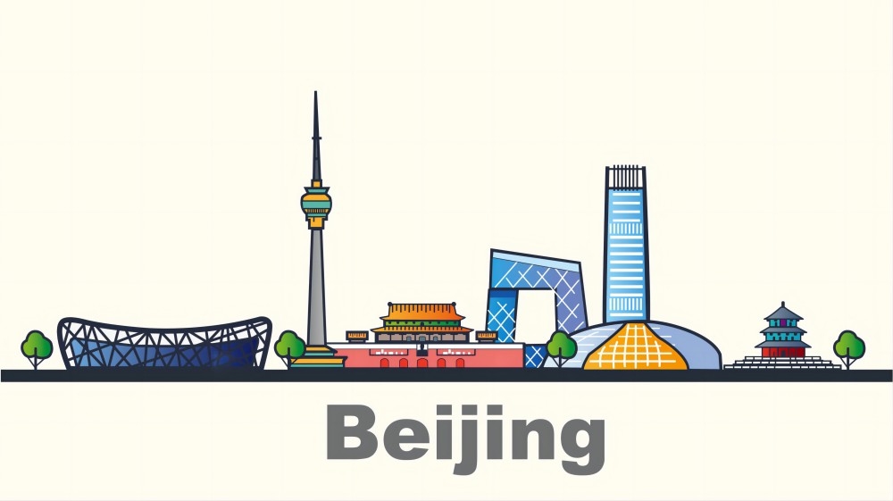 北京城市建筑剪影插画线稿平面海报素材1