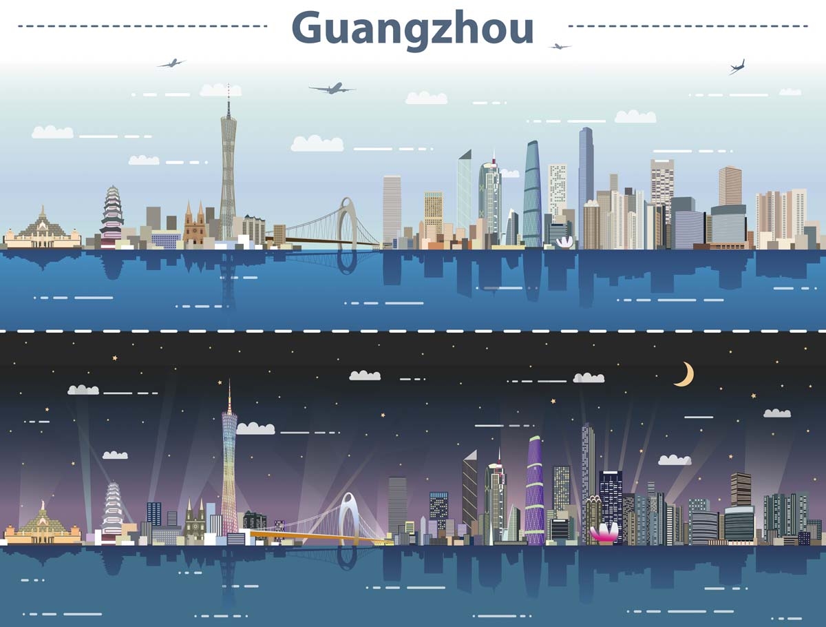 广州城市建筑剪影插画线稿平面海报素材 (61)