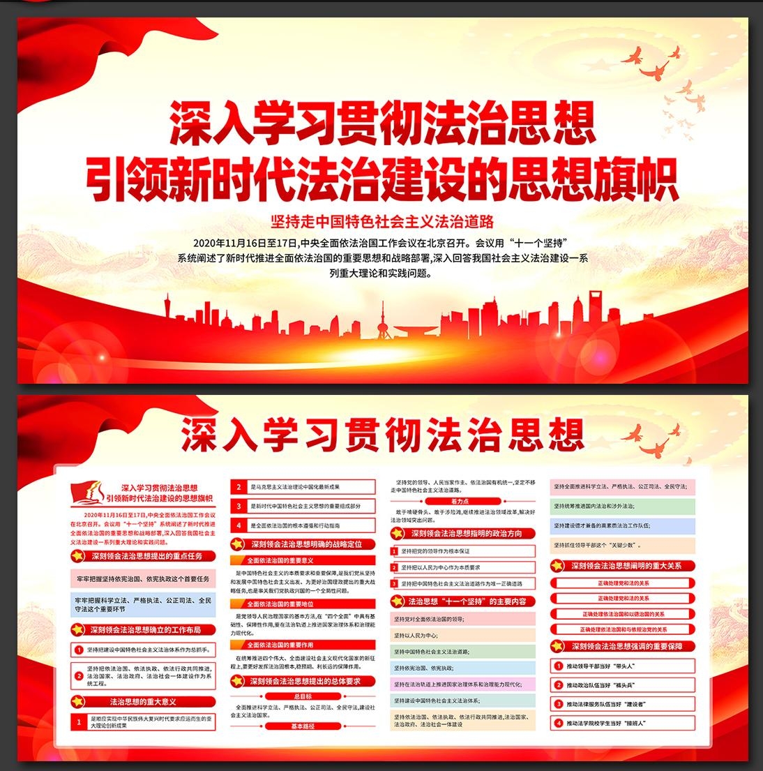 法治思想学习纲要展板海报挂画图片PSD素材11