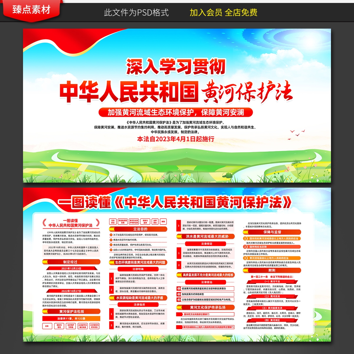 一图读懂黄河保护法展板宣传栏海报三折页图片素材4