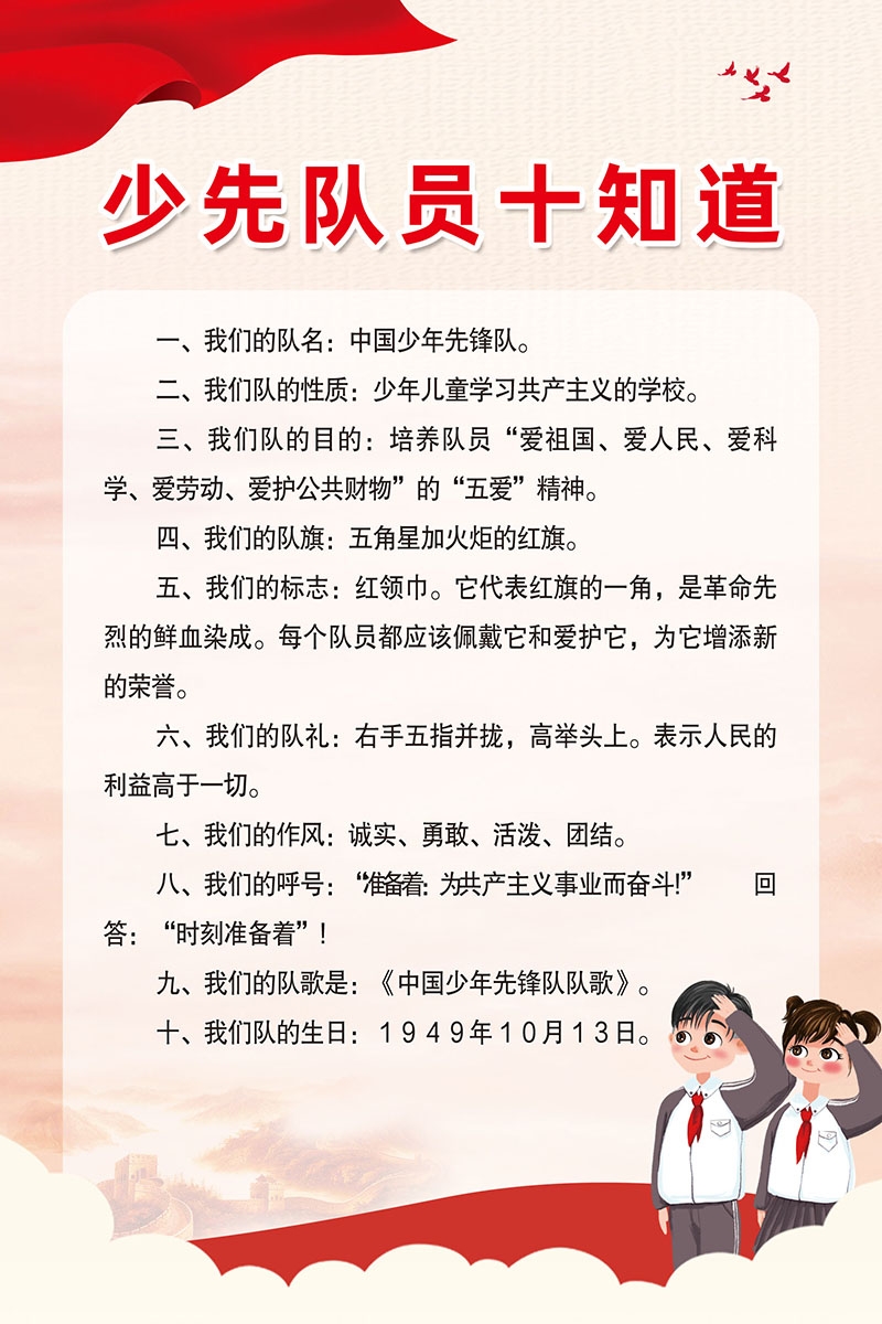 中国少年先锋队队员十知道海报