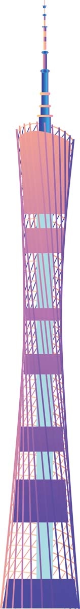 广州城市建筑剪影插画线稿平面海报素材