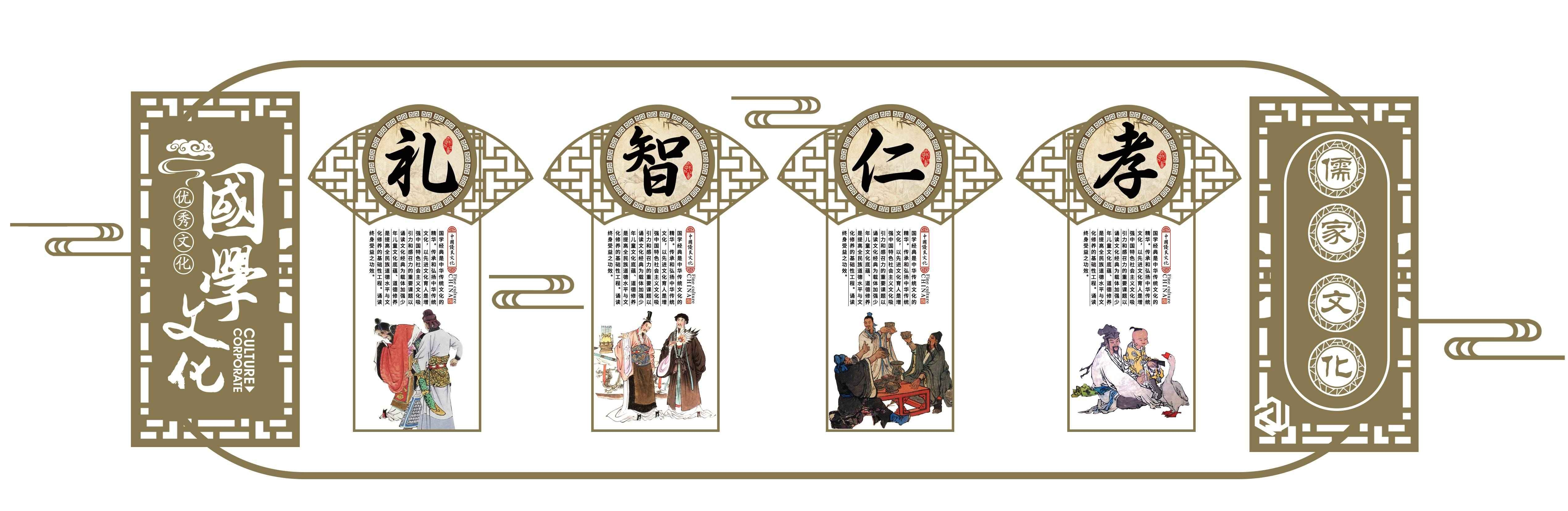 大气微粒体中华传统美德校风校训图书馆校园文化墙PSD素材46