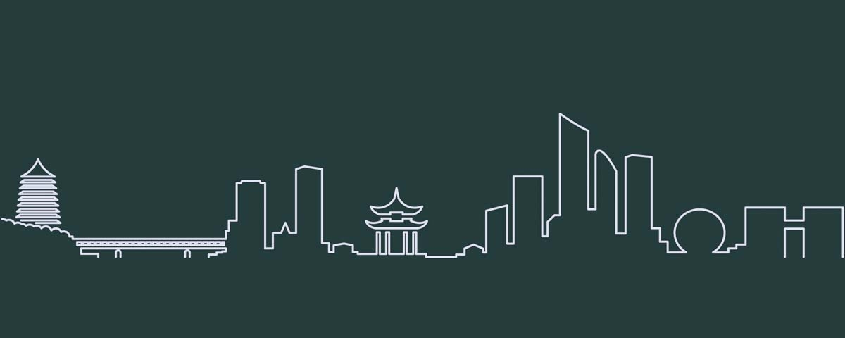 杭州城市建筑剪影插画海报素材
