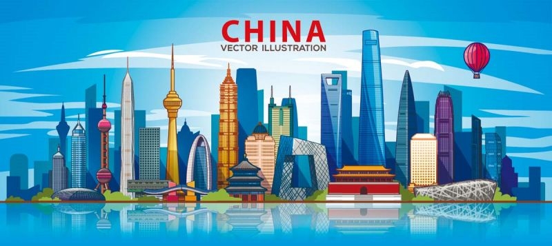 北京城市建筑剪影插画线稿平面海报素材