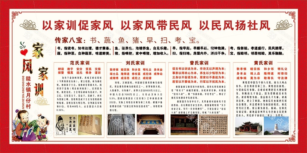 中国风家规家风家教社区宣传展板传统美德家训海报图片素材1