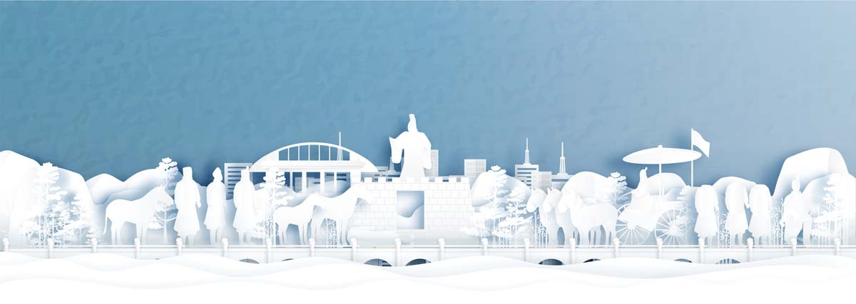 西安城市建筑剪影插画线稿平面海报素材 (7)