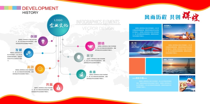 企业文化形象墙模板公司历程创意宣传栏喷绘设计PSD展板素材57