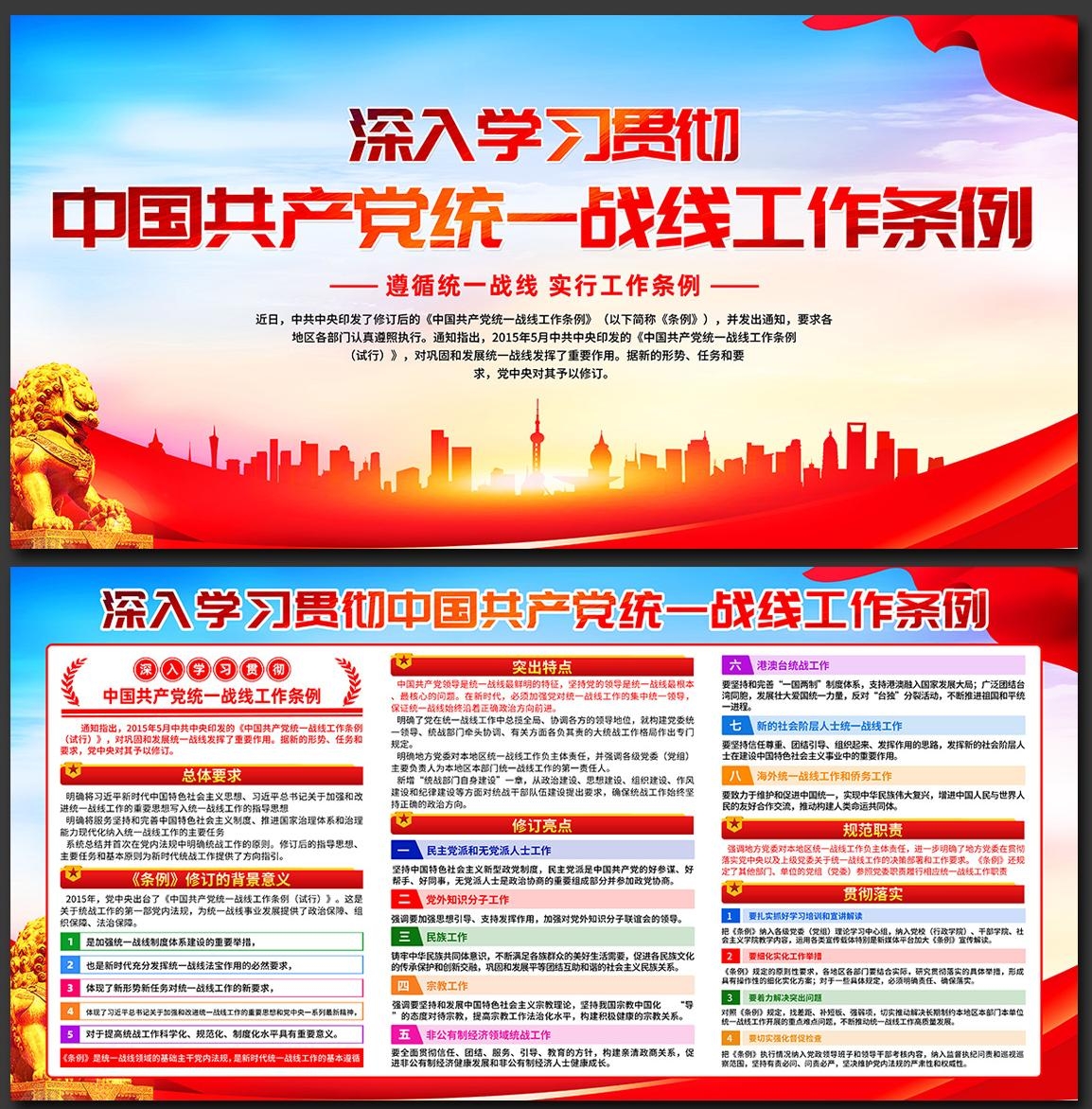 一图读懂统一战线工作条例展板宣传栏PSD设计模版素材7