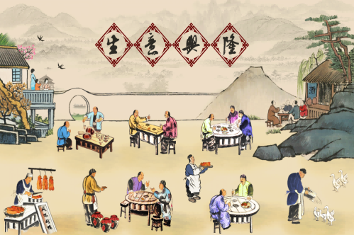 饭店餐厅家的味道家乡味复古壁画贴画装饰画PS设计素材6