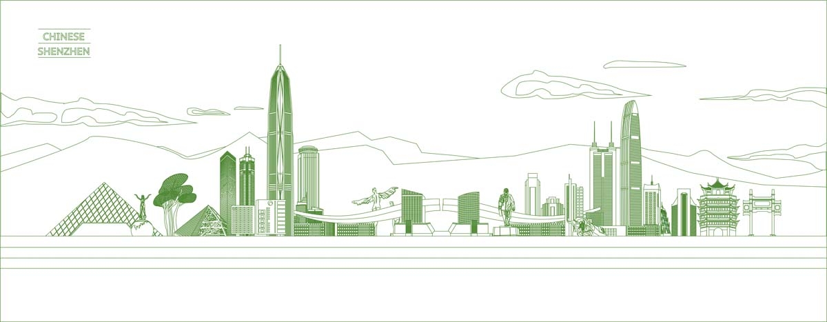 深圳城市建筑剪影插画线稿平面海报素材 (29)