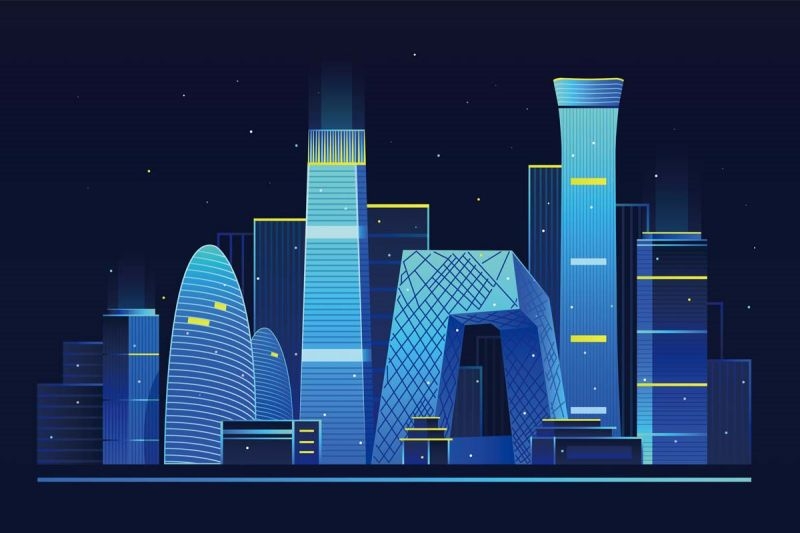 北京城市建筑剪影插画线稿平面海报素材