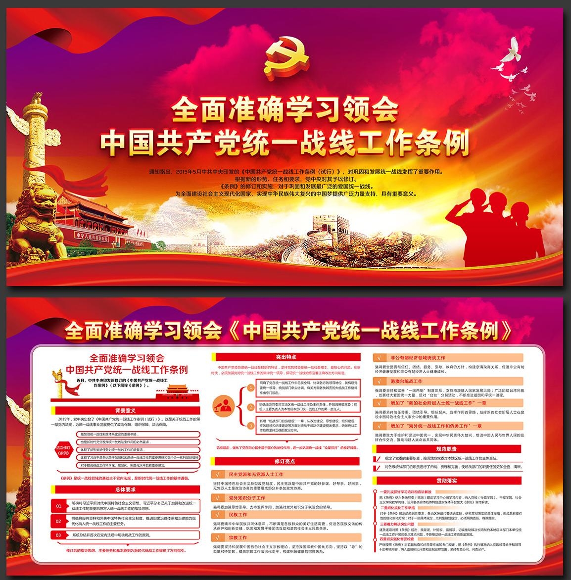 一图读懂统一战线工作条例展板宣传栏PSD设计模版素材5