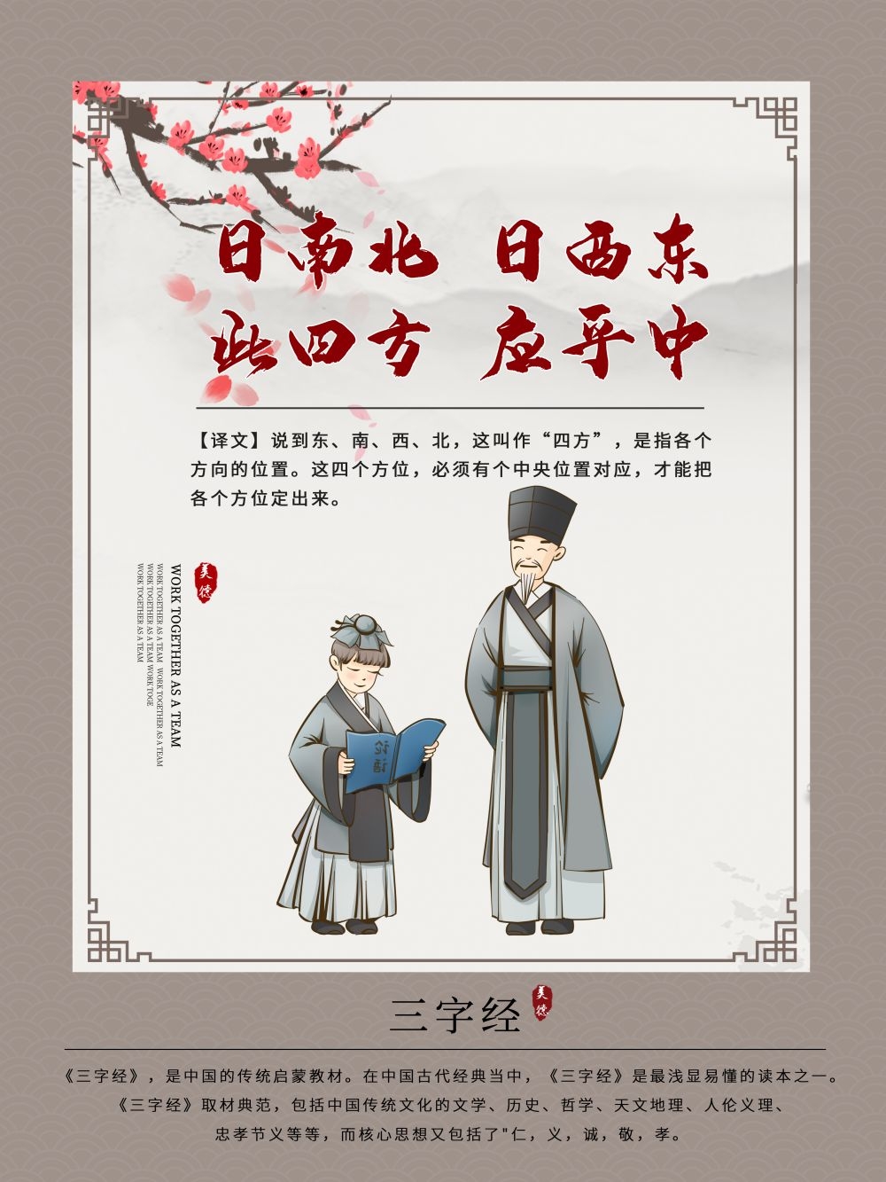 中国风古典传统美德中华文化三字经海报学校宣传展板素材 (16)