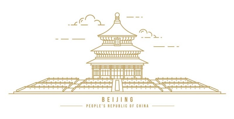 北京城市建筑剪影插画线稿平面海报素材