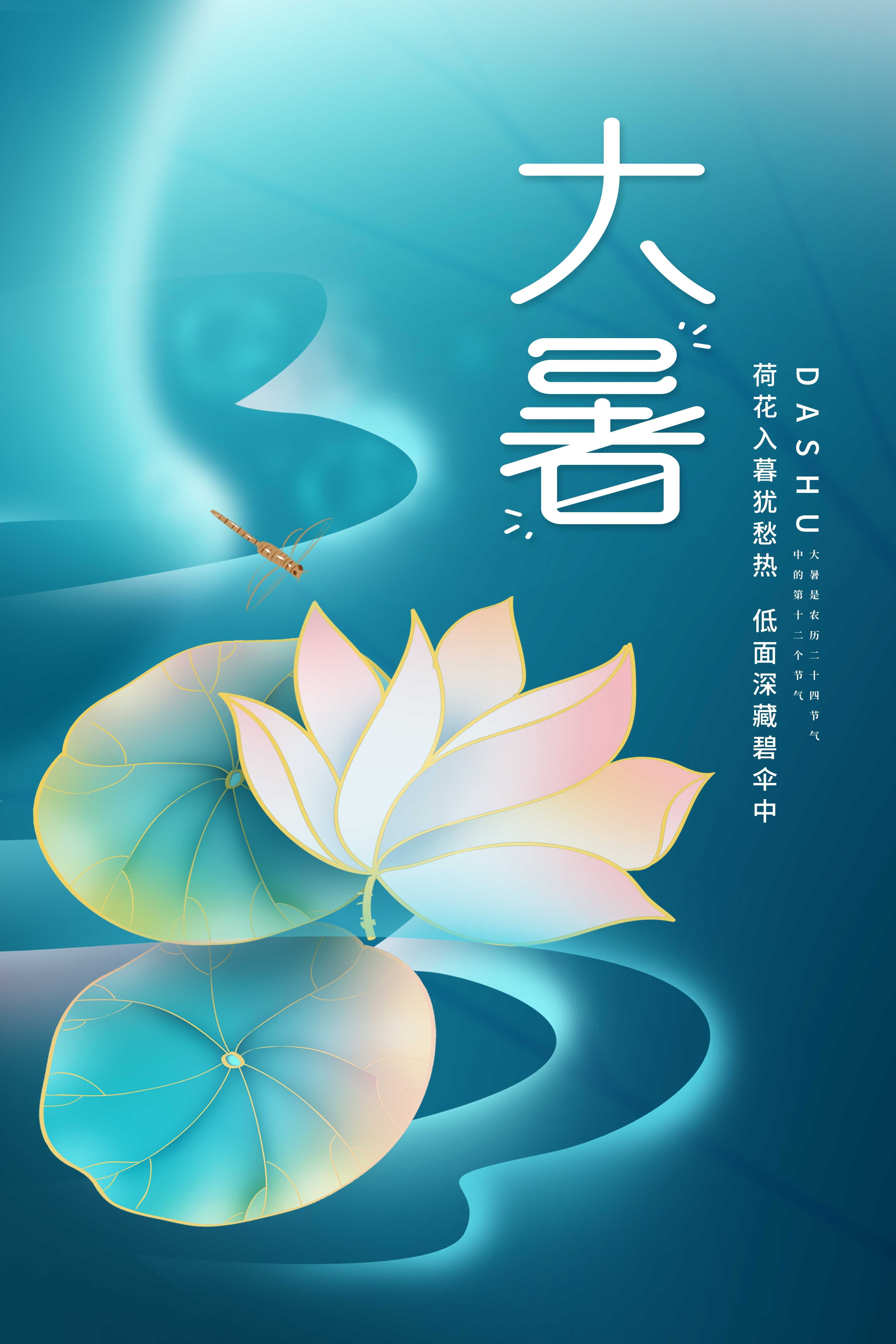 24节气二十四大暑节气夏日简约传统活动宣传海报素材PSD设计82