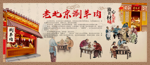 老北京涮羊肉火锅壁画壁纸墙纸背景墙3