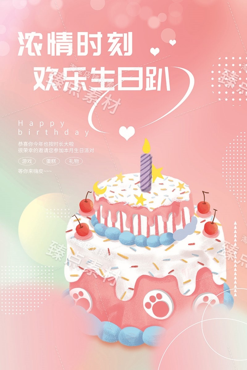 竖版生日快乐背景展板