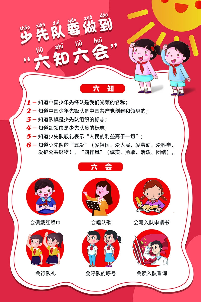 中国少年先锋队六知六会宣传海报