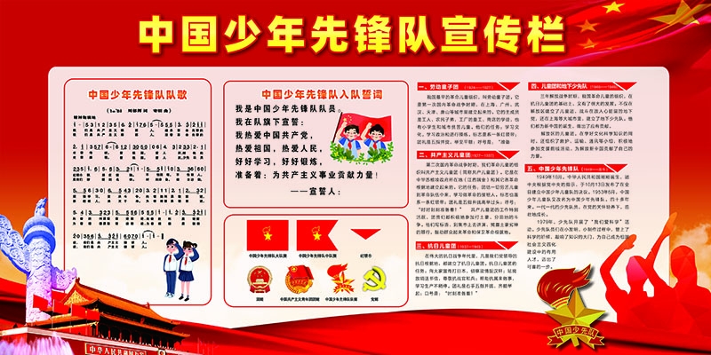 红色中国少年先锋队知识宣传栏展板
